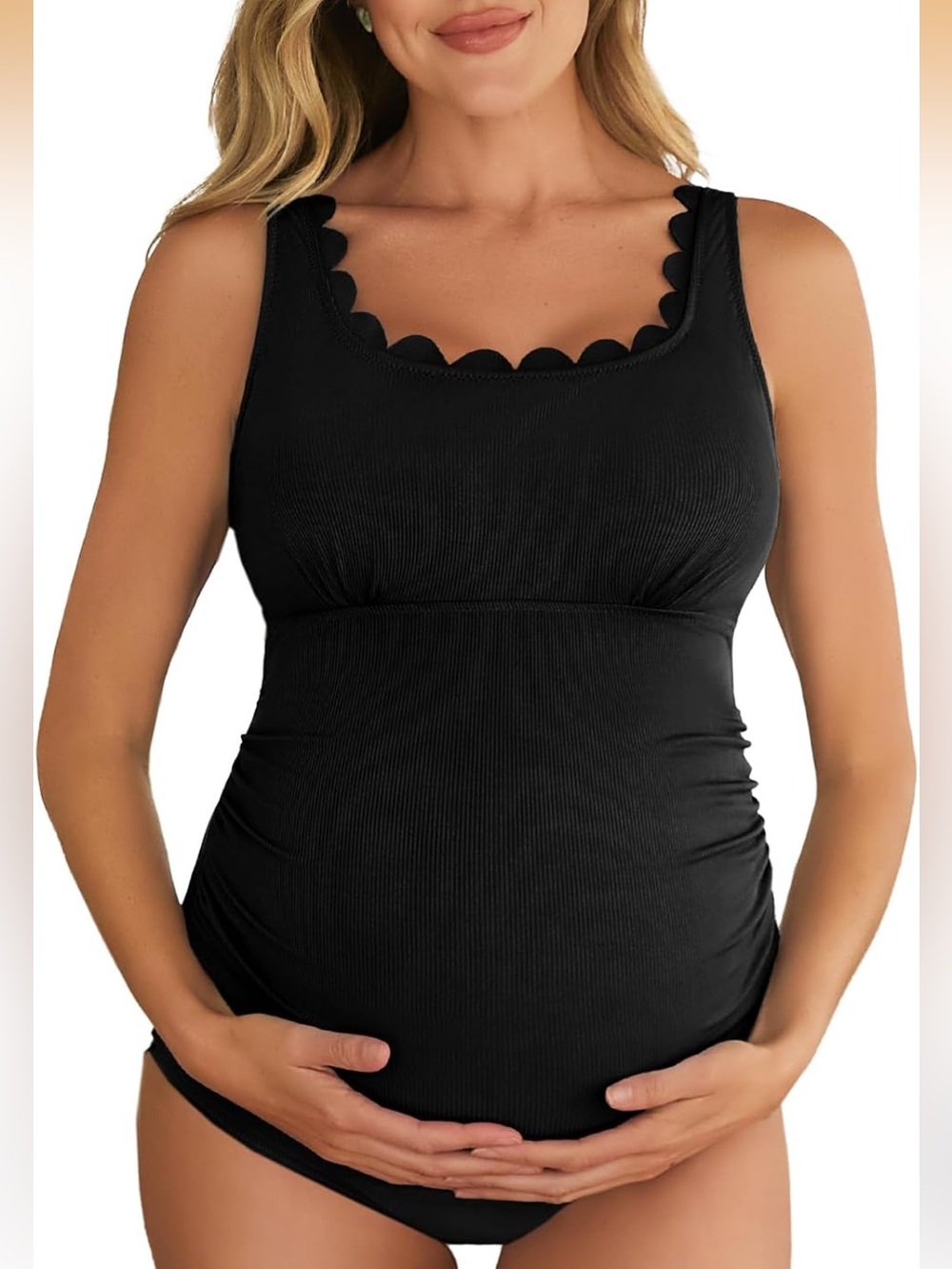 Ribbed Scallop Maternity One Piece cutout Swimsuit L. 2429/bb11